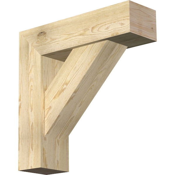 Ekena Millwork Traditional Block Rough Sawn Bracket w/ Offset Brace, Douglas Fir, 8"W x 28"D x 28"H BKT0806X28X28TRA05RDF - main